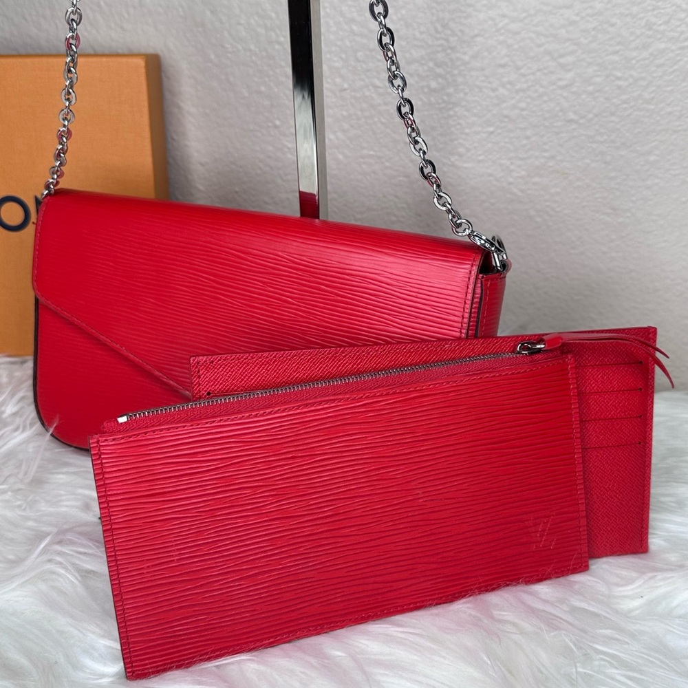 Louis Vuitton Red Felicie Pochette in EPI Leather - Picture 3 of 16